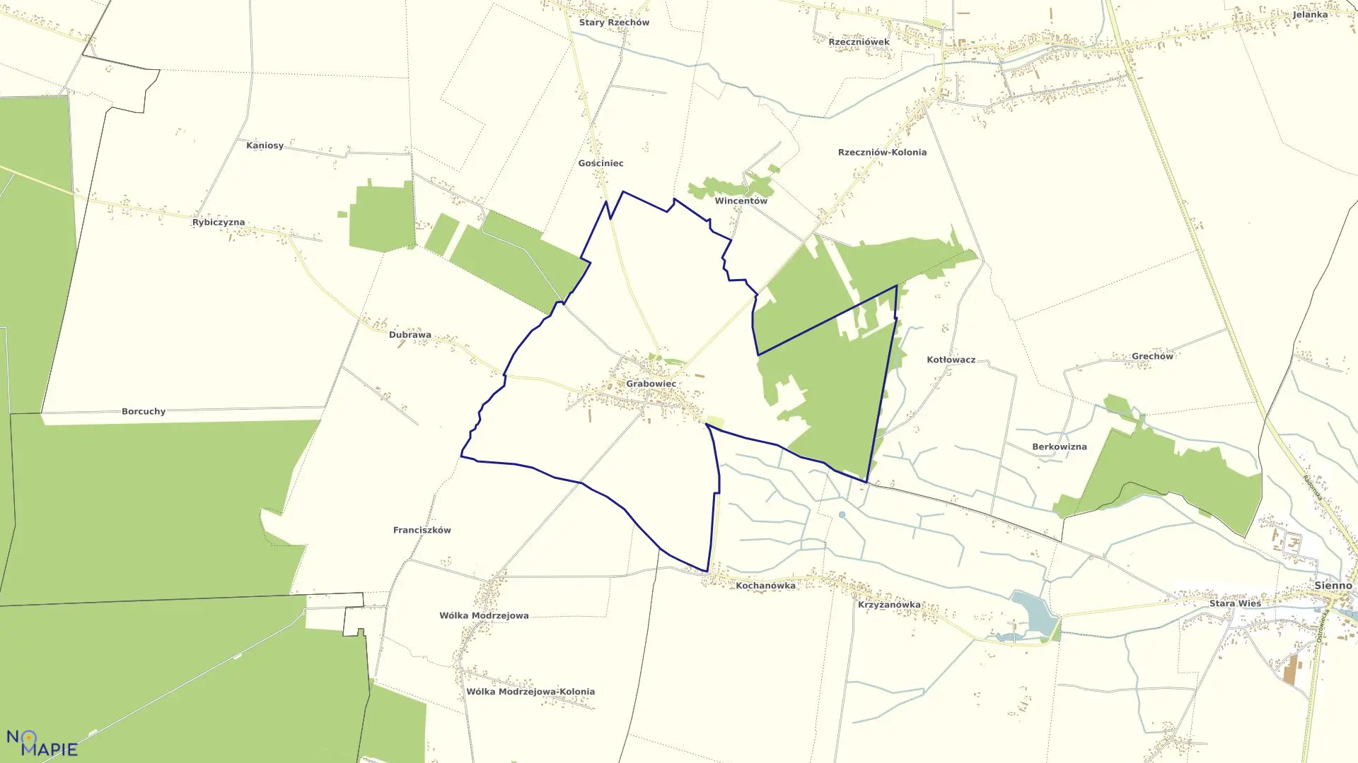 Mapa obrębu GRABOWIEC w gminie Rzeczniów