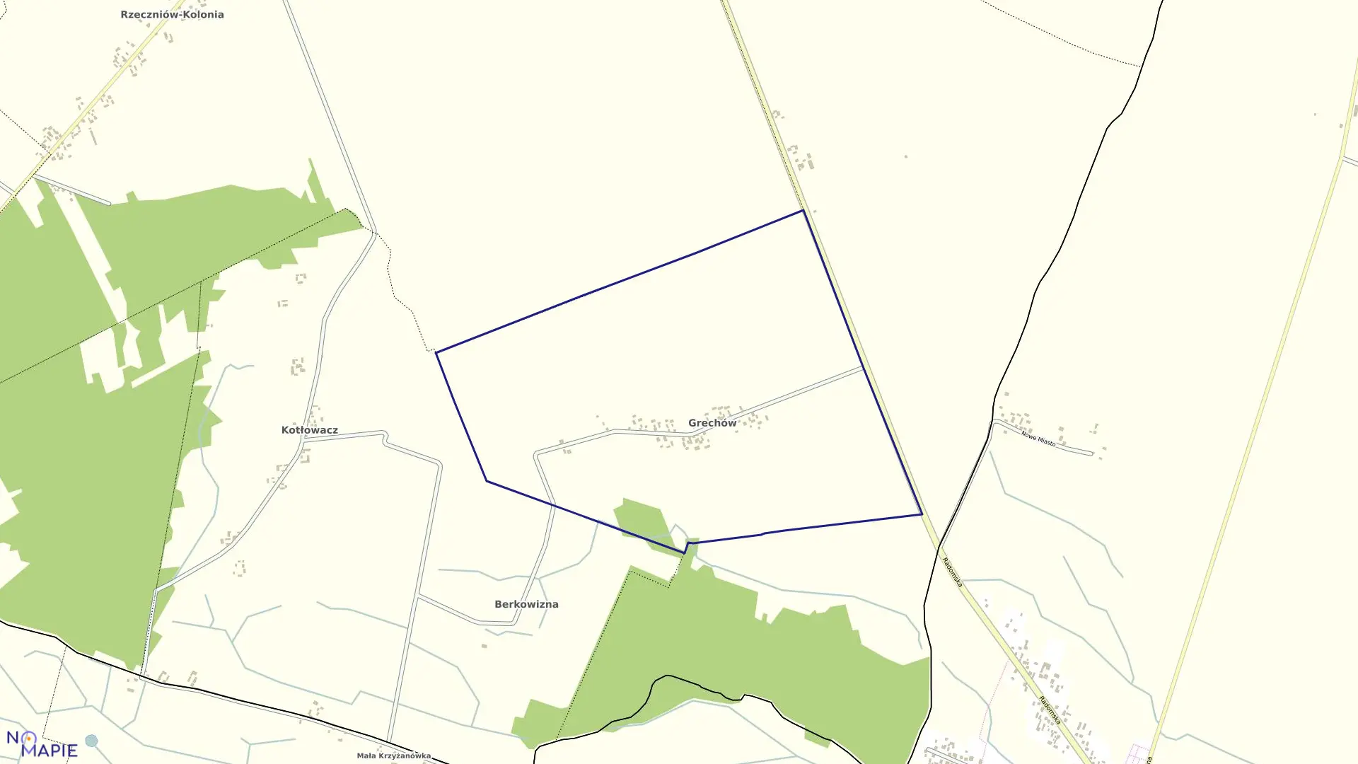 Mapa obrębu GRECHÓW w gminie Rzeczniów