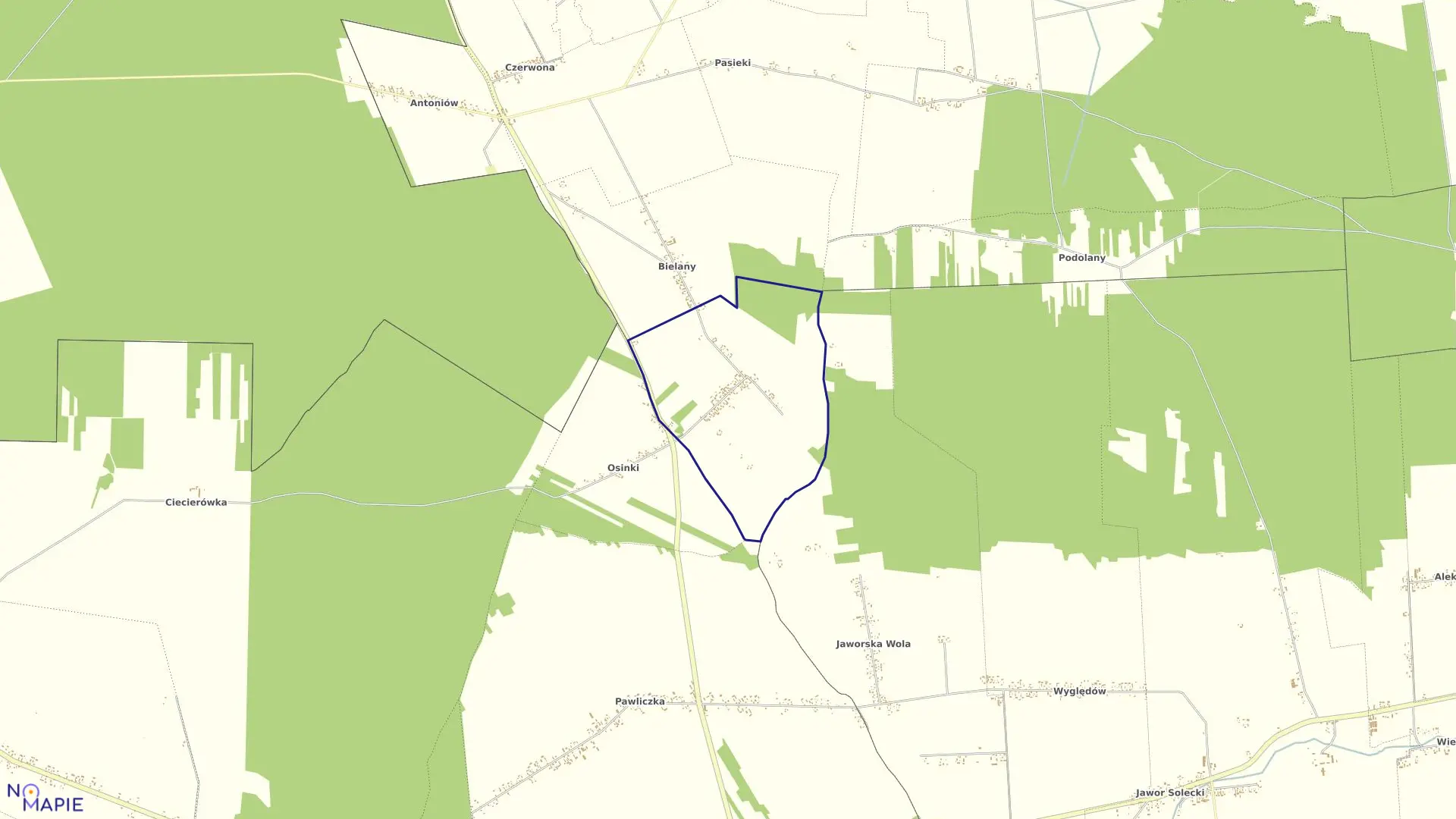 Mapa obrębu MARIANÓW w gminie Rzeczniów